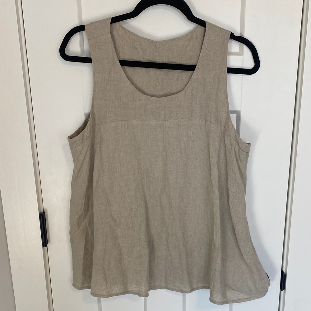 The Maybe Collection Elegant Beige Linen Tank Top